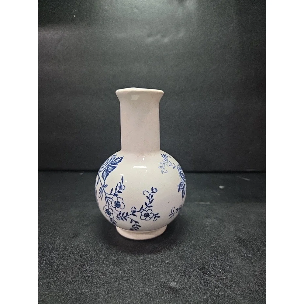 Blue Peony Oil‎ Cruet, Handpainted Floral Oil Bottle, Vintage Floral Home Decor